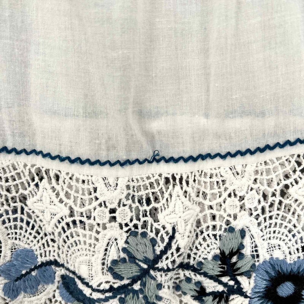CALYPSO ST BARTH Crochet Embroider Top Women Small White Blue Boho Floral Retro - Picture 12 of 16